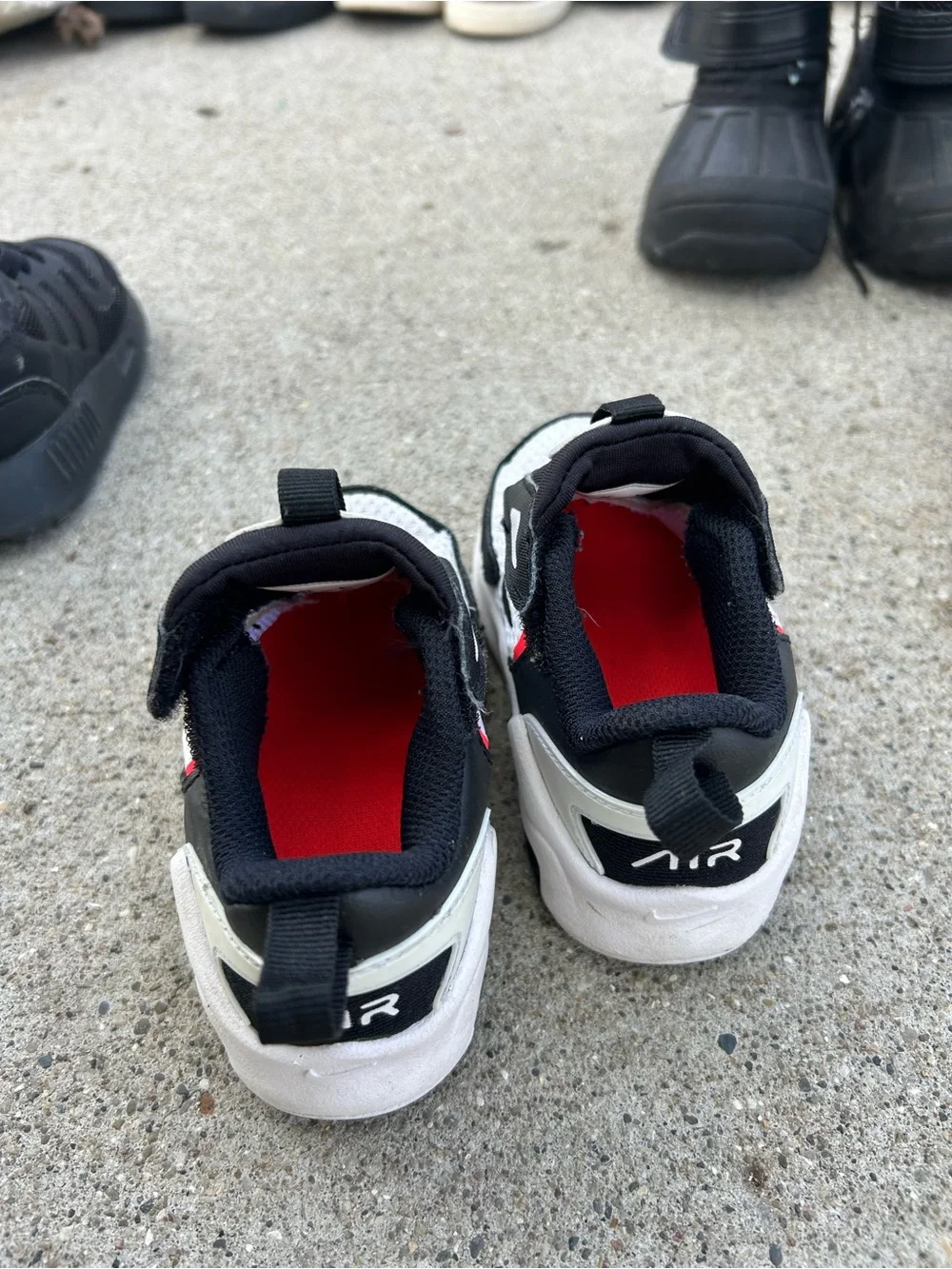 Nike Kids Black, White and Red Air Max Slip-On Sneakers